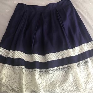 Loft deep purple lace trim skirt